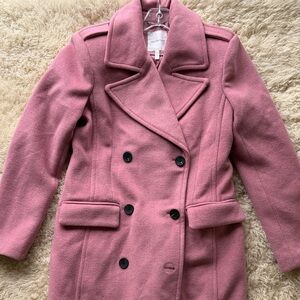 Avec Les Filles Pink Double-Breasted Pea Coat 100% wool